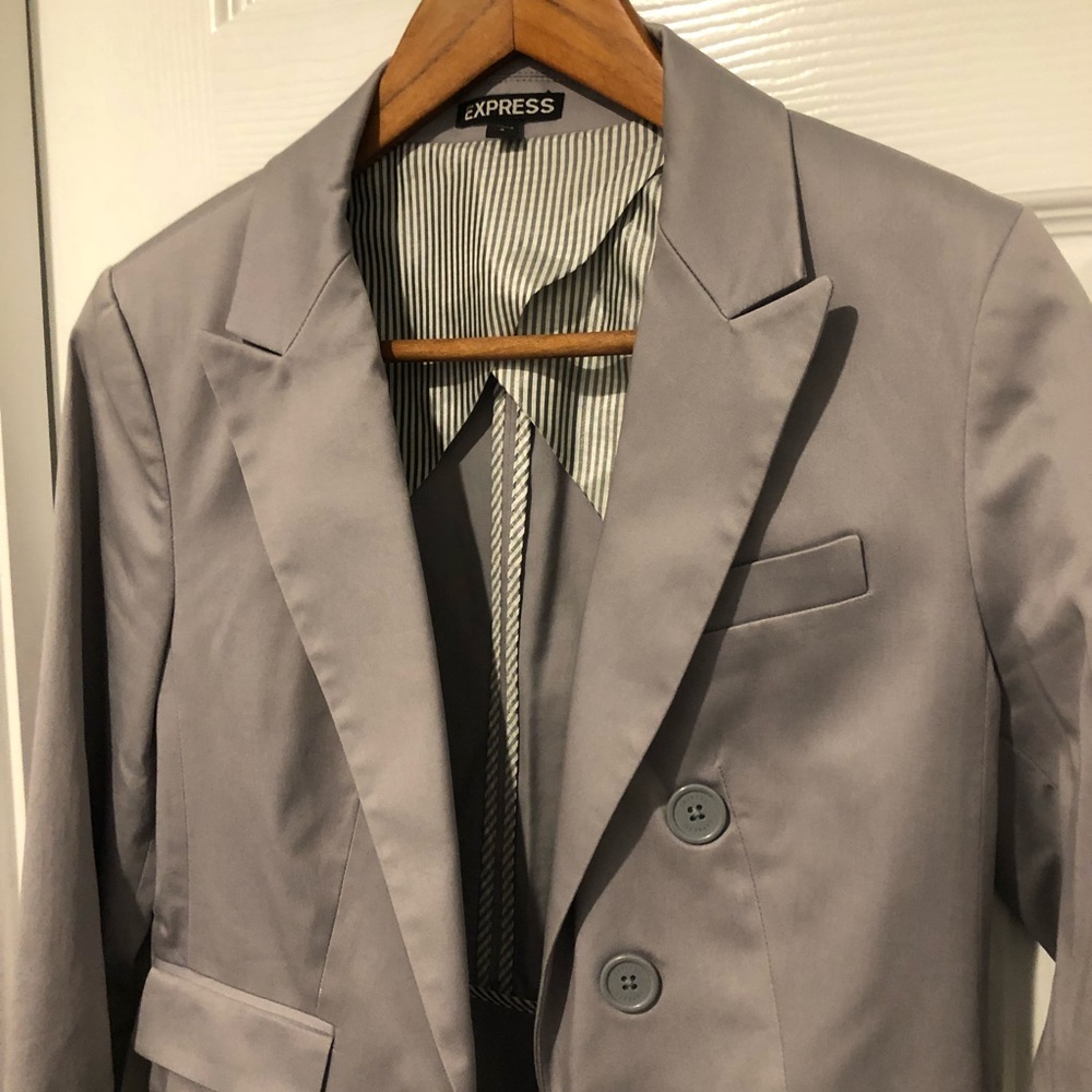 NWOT Express slate grey button details blazer business casual - Picture 12 of 12